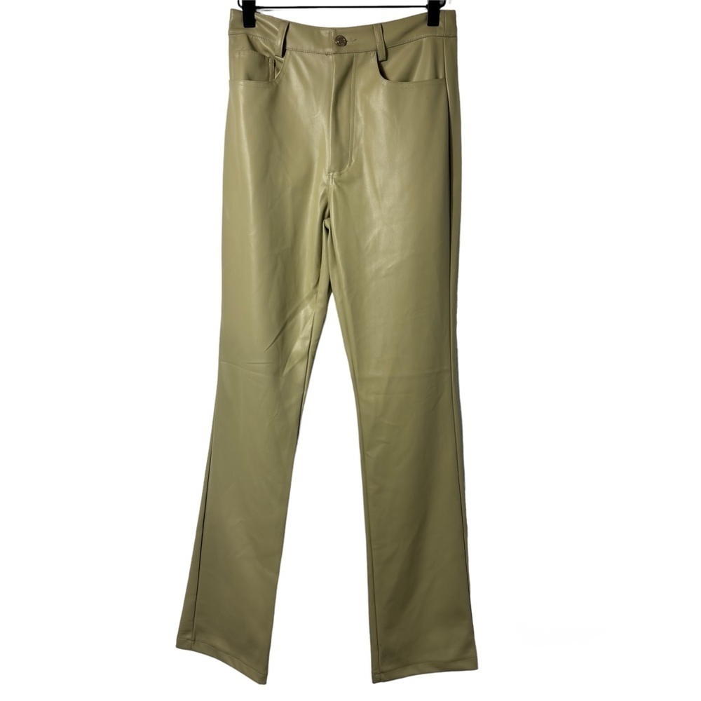 WHO WHAT WEAR SIZE 26 WOMEN BEIGE FAUX LEATHER PANTS NEW WITHOUT TAGS